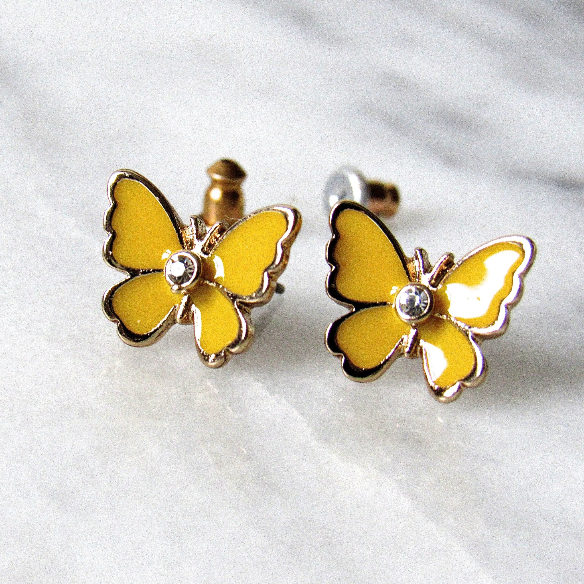 Yellow Chimes White Butterfly Designed Dangle Drop Earrings - Absolutely  Desi